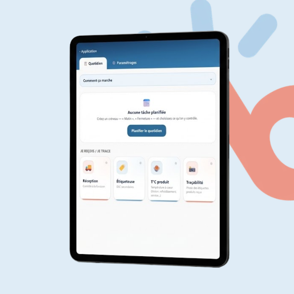 Application HACCP sur tablette
